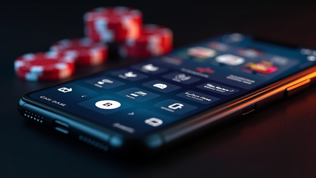 Mobile game interface with touch controls in a dark casino scene